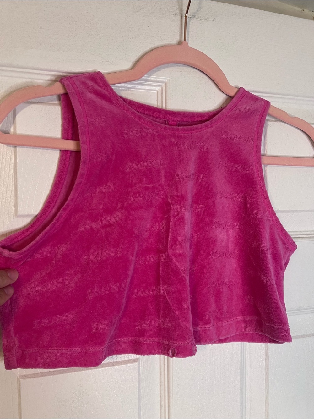 #621 SKIMS Velour Cropped Tank Top Pink XS Soft Lounge Y2K - Picture 1 of 3